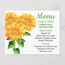 Floral Menu Amarelo Girassol Verde Flor
