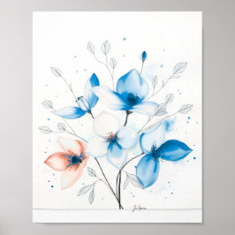 Floral Minimalist Abstract Line Art Poster