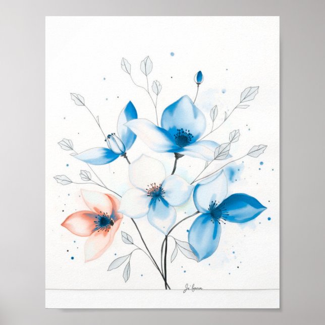 Floral Minimalist Abstract Line Art Poster (Frente)