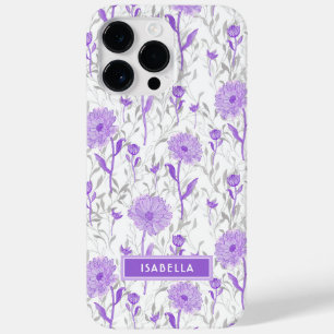 Floral Modern Girly Purple Flowers Nome Na moda