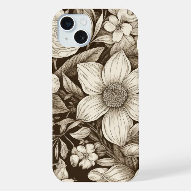 Floral Monocromático Clássico com Estilo Vintage (Verso)