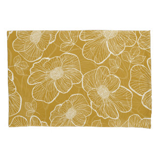 Floral monocromático Dourado: Abstrato sem costura