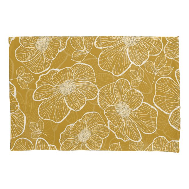 Floral monocromático Dourado: Abstrato sem costura (Frente)