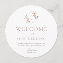 Floral Monogram Round Wedding Menu