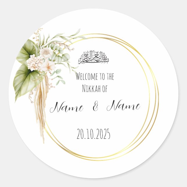 Floral Nikkah para os adesivos (Frente)