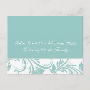 Floral no Convite Elegante Azul