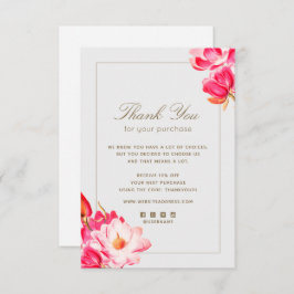 Floral Obrigado pelo seu Cartão de Nota de Compra