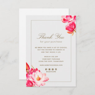 Floral Obrigado pelo seu Cartão de Nota de Compra