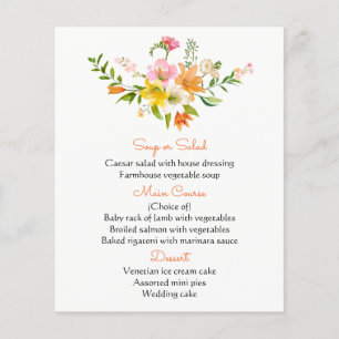 Floral Orange Menu Lily Flowers - Amarelo Cor-de-R