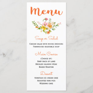 Floral Orange Menu Lily Flowers - Amarelo rosa