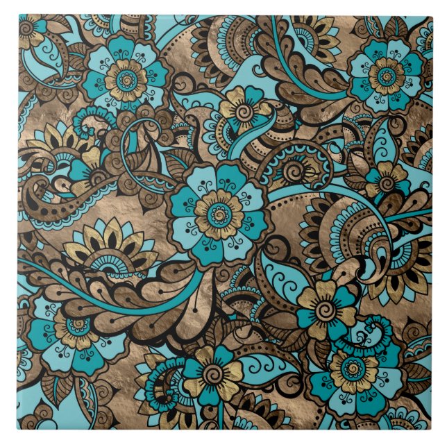 Floral Paisley Pattern - touro e dourados (Frente)