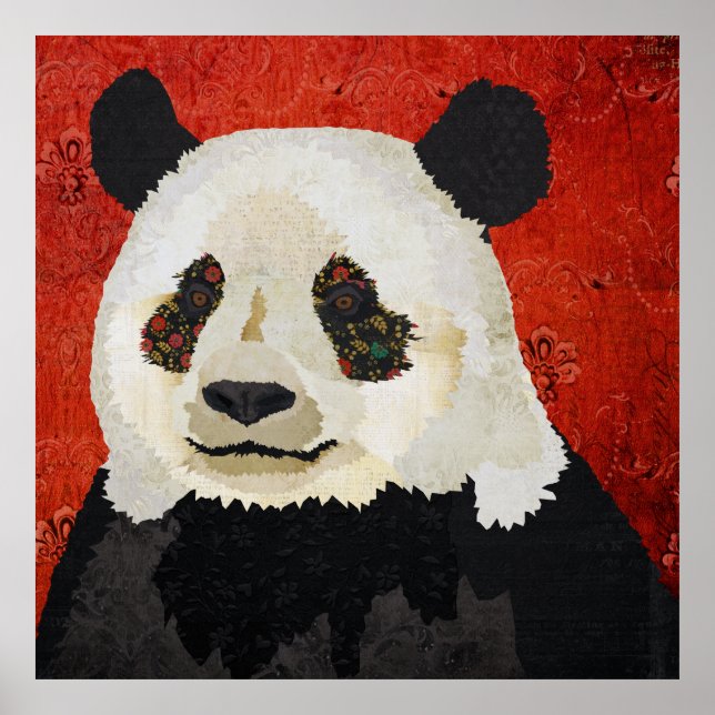 Floral Panda Art Poster (Frente)