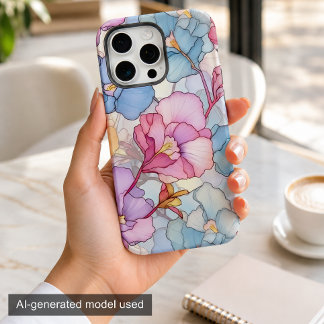 Floral Pastel em Vidro Colorido Rosa & Azul