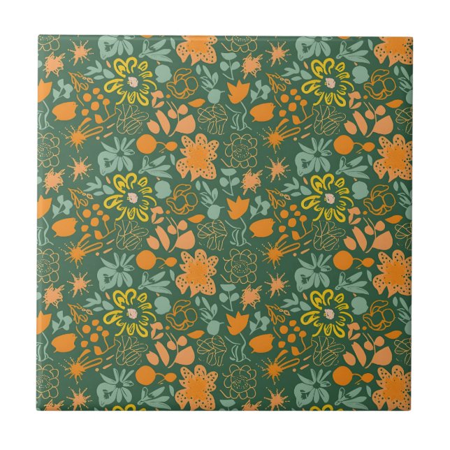 Floral pattern on a dark green background  (Frente)