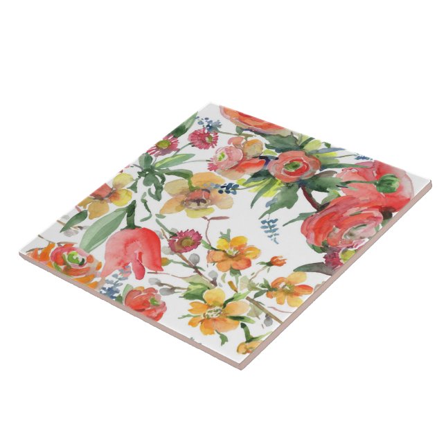Floral Pattern Wildflowers Yellow Pink Green White (Lateral)