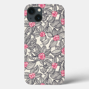 Floral pattern with cartoon birds