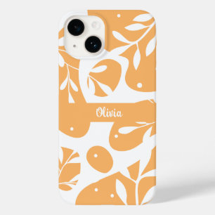 Floral Personalizado abstrato Laranja e Branco