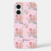 Floral, Personalizado, Bonito, Cinza Rosa