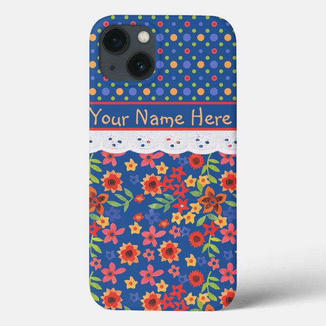 Floral Personalizado, Polkas, Mala iPad do Lace Fa (Verso)