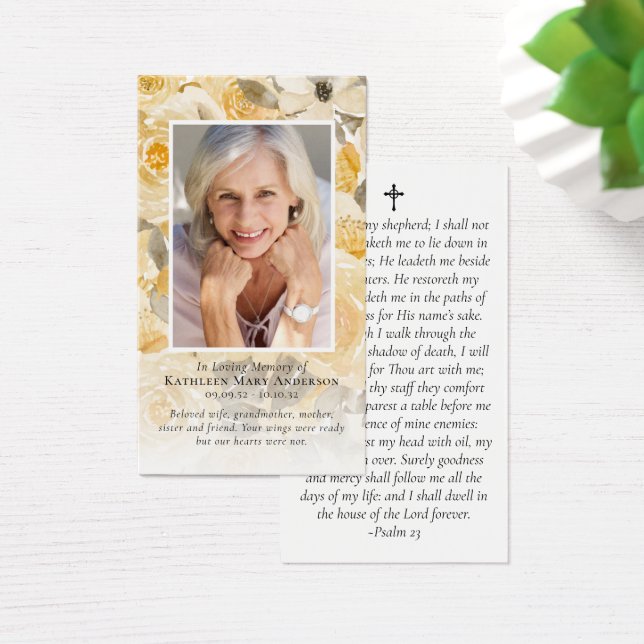 Floral Photo Memorial Prayer Card (Mesa)