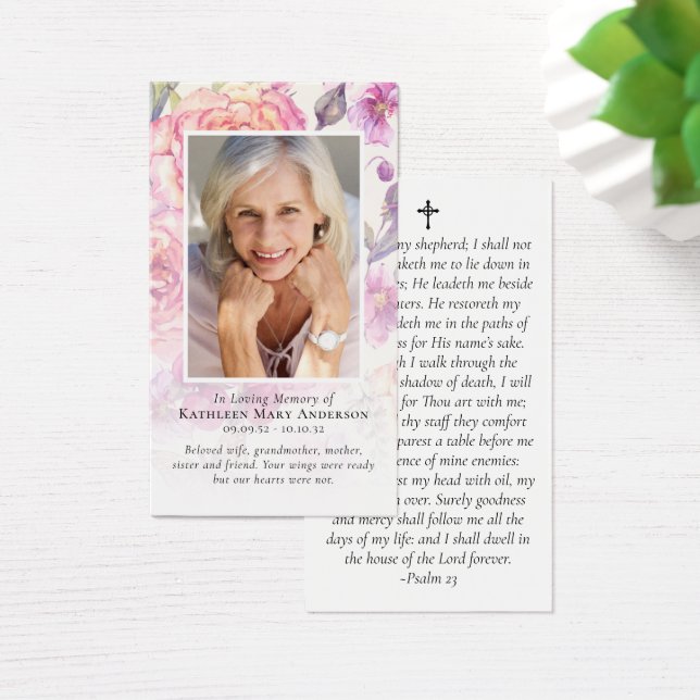 Floral Photo Memorial Prayer Card (Mesa)