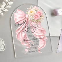 Floral Pink Bow Elegant Bridal Shower