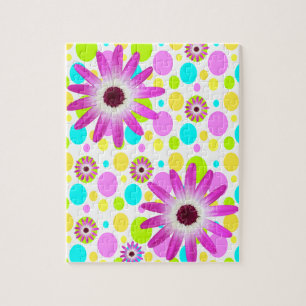 Floral Polkadot Jigsee Quebra-cabeça Daisy