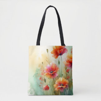 Floral, Poppies, Arte Moderna, Compro, Tote Bag