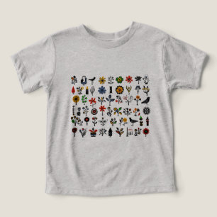 Floral popular e aves coloridas