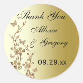 Floral preto, Dourado com adesivo de borboletas