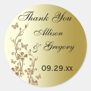 Floral preto, Dourado com adesivo de borboletas