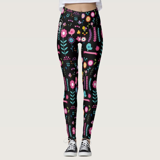 Floral - Preto - Emo - Leggings (Frente)