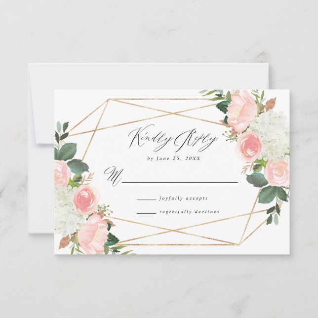 Floral Primavera Blush | Cartão RSVP de Casamento (Frente)