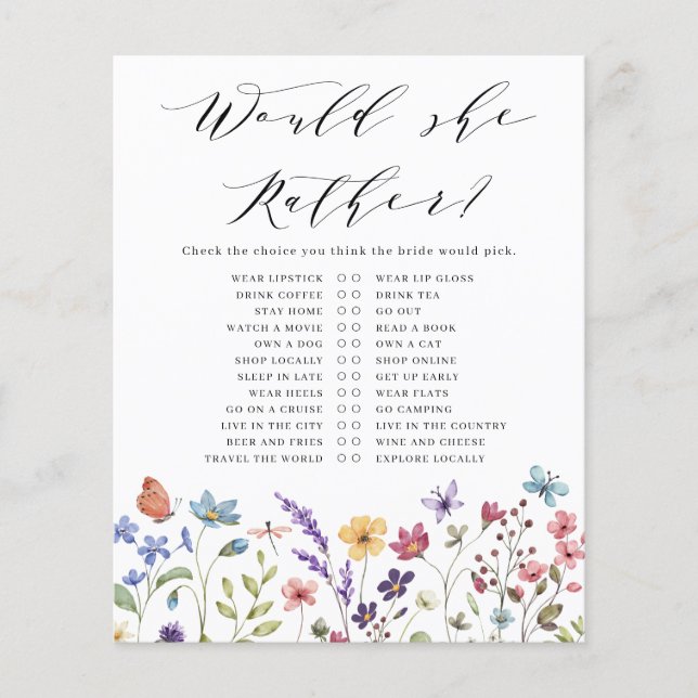Floral Primavera Verão Ela Preferiria Chá Bridal (Frente)