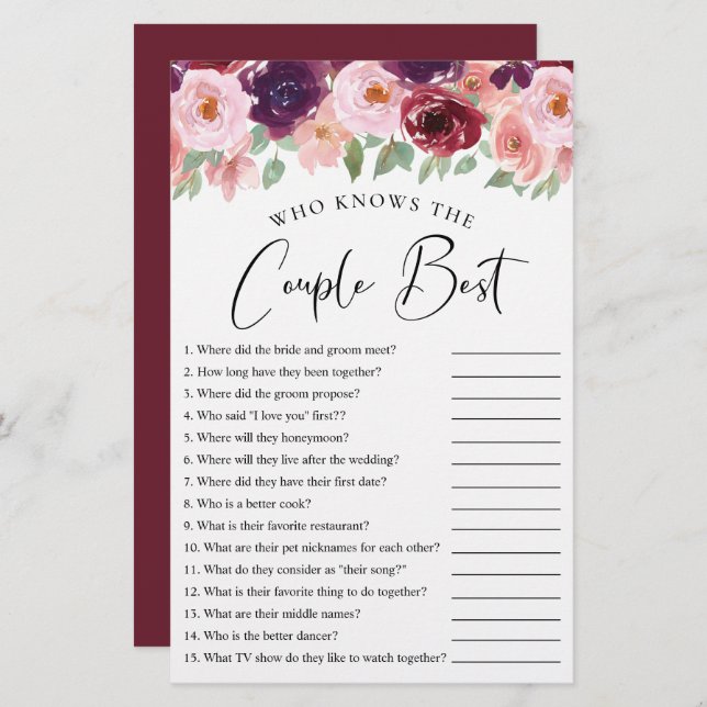 Floral que conhece o melhor jogo de Chá do Casal (Frente/Verso)