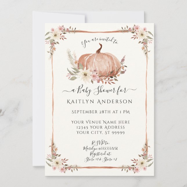 Floral Queda Abóbora Pumpkin Botânica Aquarela Beb (Frente)