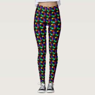Floral Rainbow Hearts Hearts Corações Leggings