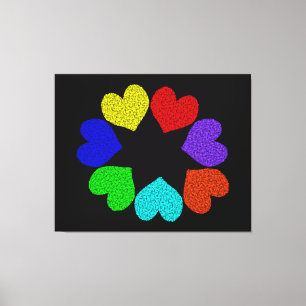 Floral Rainbow Love Hearts Canvas Print