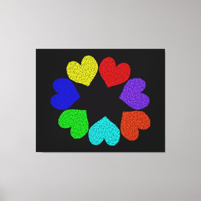 Floral Rainbow Love Hearts Canvas Print (Frente)