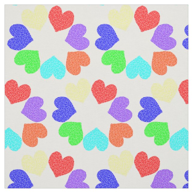 Floral Rainbow Love Hearts com Tecido padronizado (Modelo)
