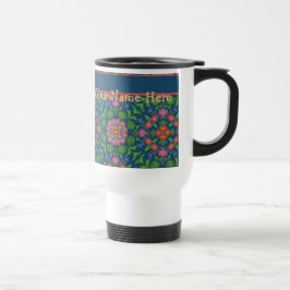 Floral Rangoli Deep Blue Caneca de viagem para per