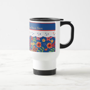 Floral Retro Personalizado, Caneca de viagem De Ra