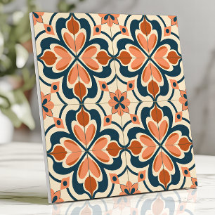 Floral Retro Terracota e Azul Turquesa