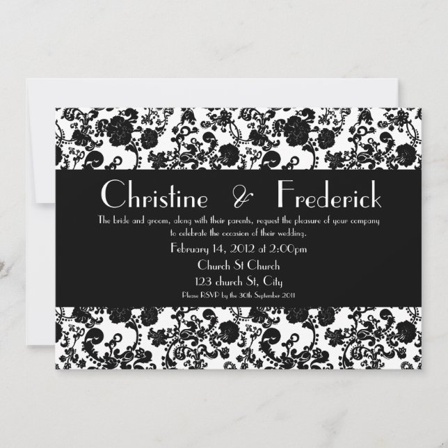 Floral Rococo Wedding, convite de 5 x7. (Frente)