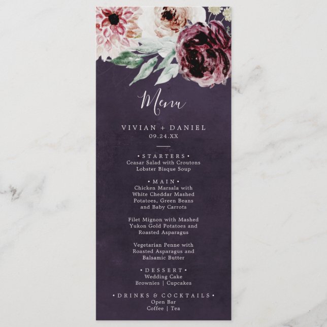 Floral Romance | Menu Janto Plum Wedding (Frente)
