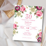 Floral Rosa | Convite de Aniversário para 30 Orçam<br><div class="desc">Procurando um barato e um convite encantador para seu próximo embate de aniversário de 30 anos? Não olhe mais que nosso bonito convite para o papel floral rosa! Com um belo design, com flores cor-de-rosa delicadas e uma letra elegante, este convite personalizável é certamente o tom perfeito para a sua...</div>