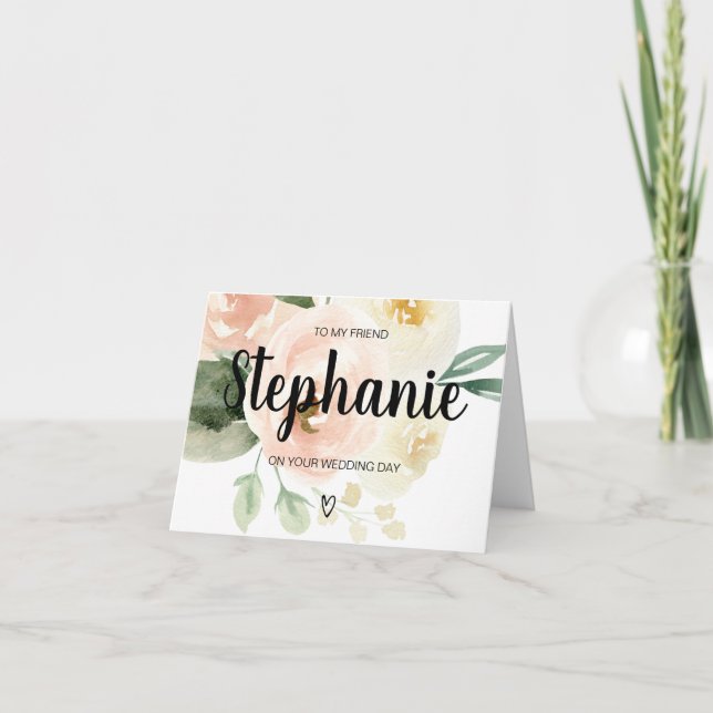 Floral rosa para o meu cartão de casamento para no (Frente)