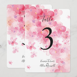 Floral Rosa Romântico | Cartões de número de mesa