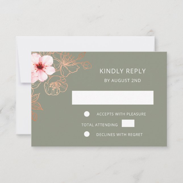 Floral Rose Gold Wedding RSVP (Frente)