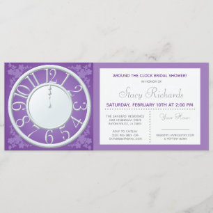 Floral Roxo ao Redor do Convite para Chá de Relógi